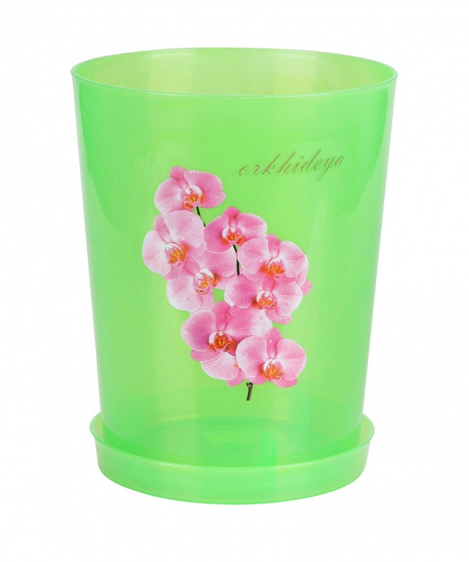 Горшок цв. для орхидеи 3,5 л с под. зел. прозр. (Альтернатива) -0